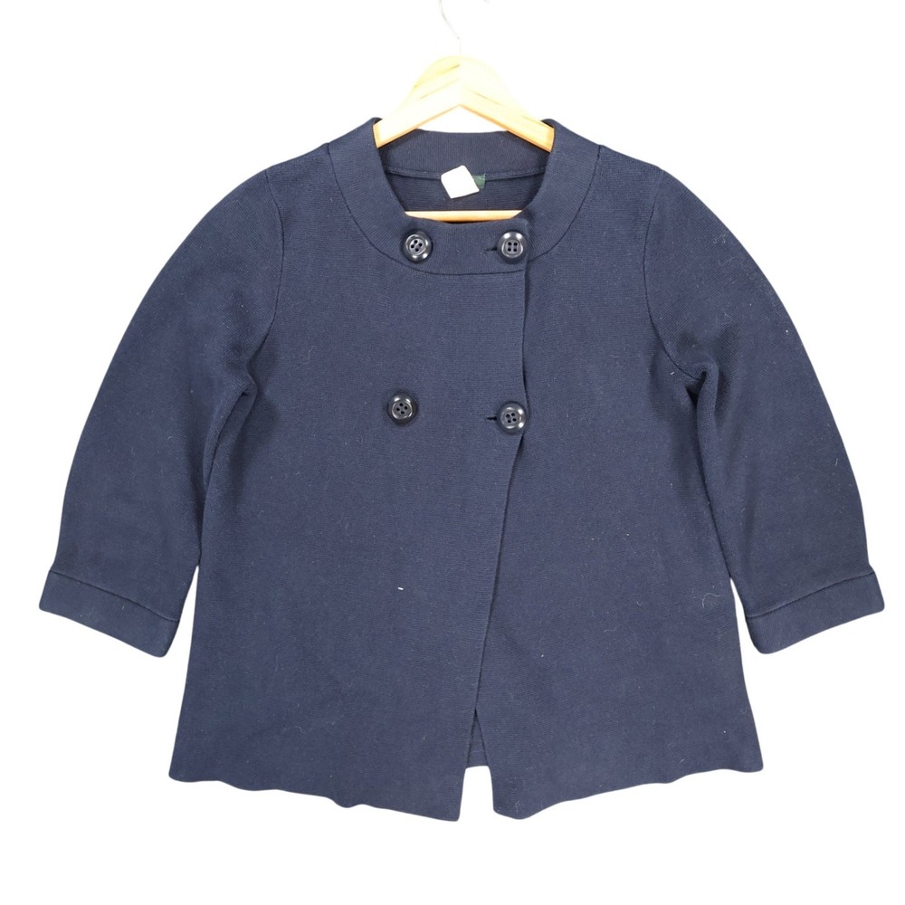 J.Crew Cardigan Sweater Womens S Navy Blue Cotton Double Breasted Knit Coat